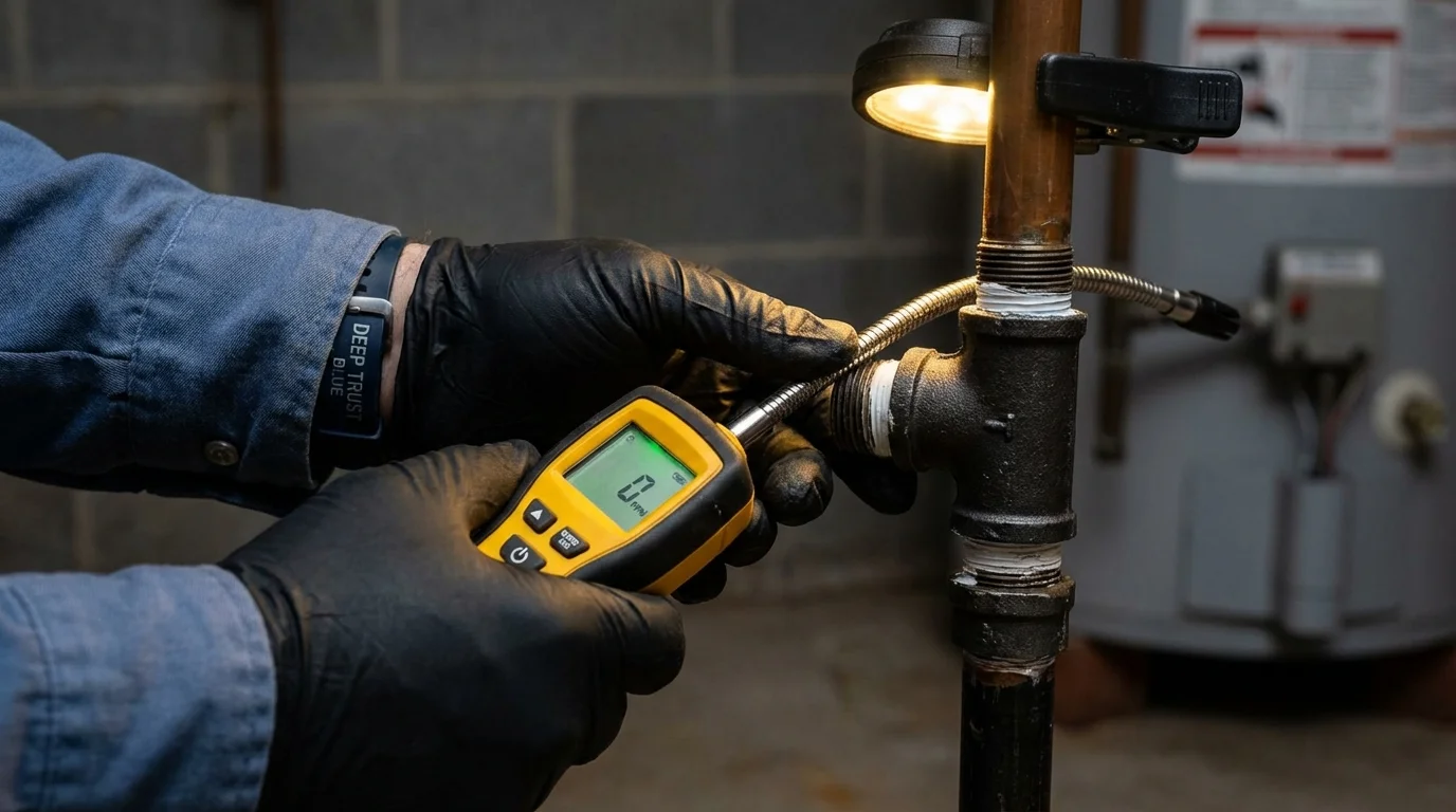 Gas leak detection with electronic sniffer by Johns Plumbing LLC in Waterman