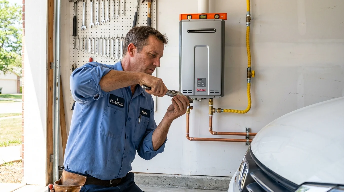 Tankless water heater installation by a Johns Plumbing LLC plumber in Waterman